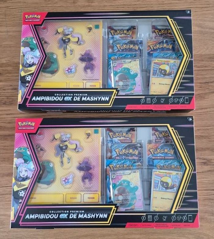 Lot de 2 coffret pokemon collection premium ampibidou ex de mashynn neuf scellé fr