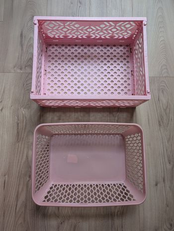 Caisse pliable rose + panier