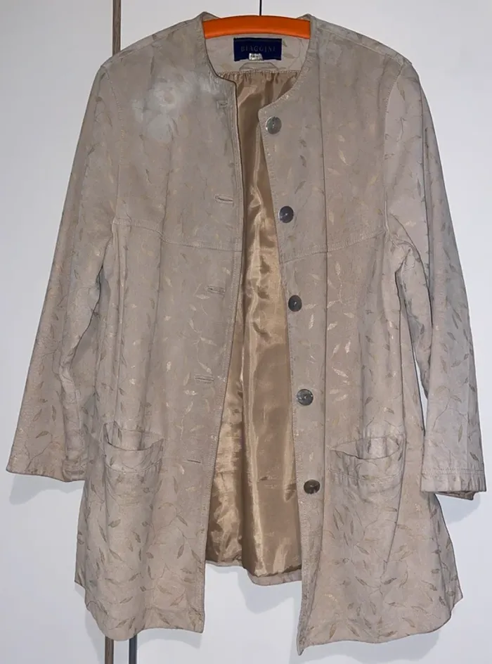 Veste beige en cuir véritable - photo numéro 2
