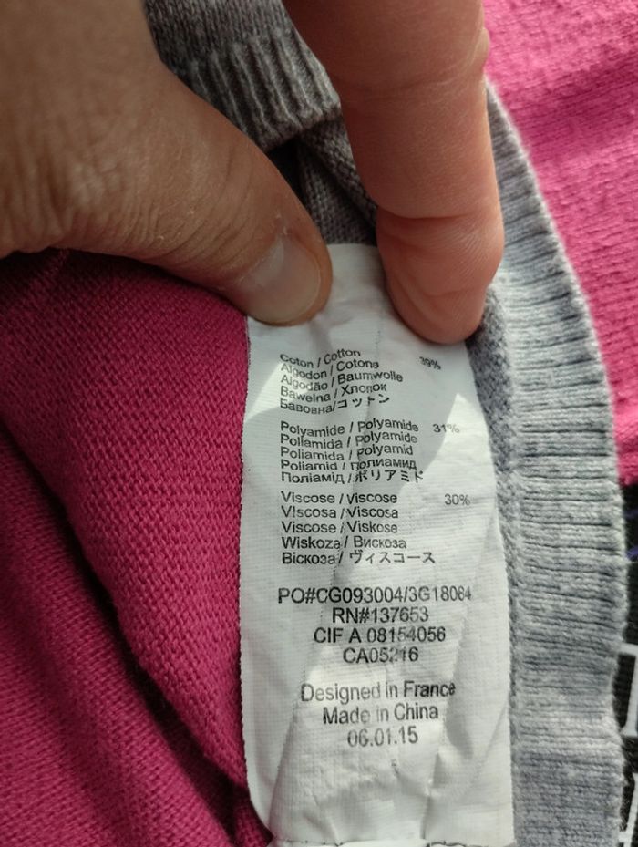 pull 5 ans fille rose et gris 3 Pommes - photo numéro 4