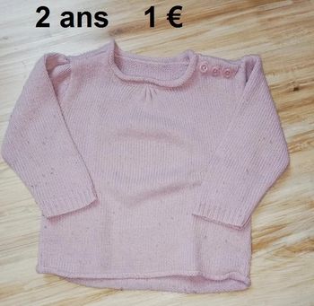 Pull rose / lilas 2 ans