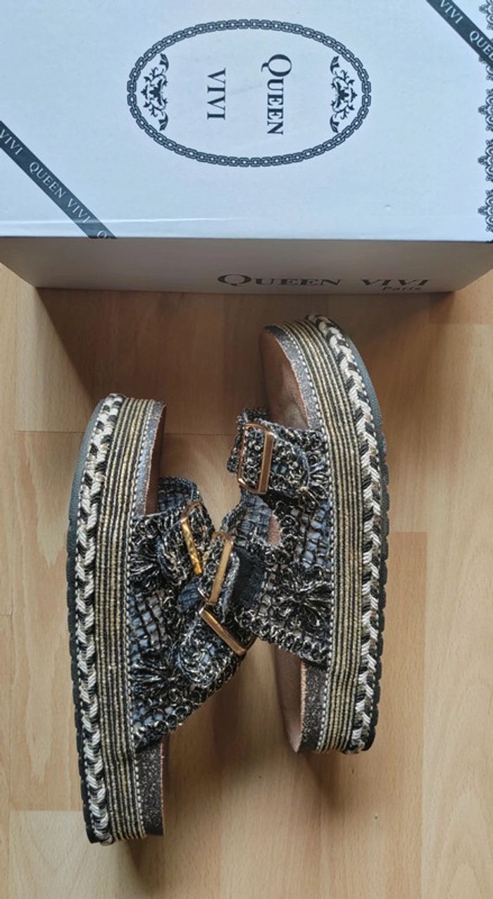 Mules confort noir doré taille 37 - photo numéro 5