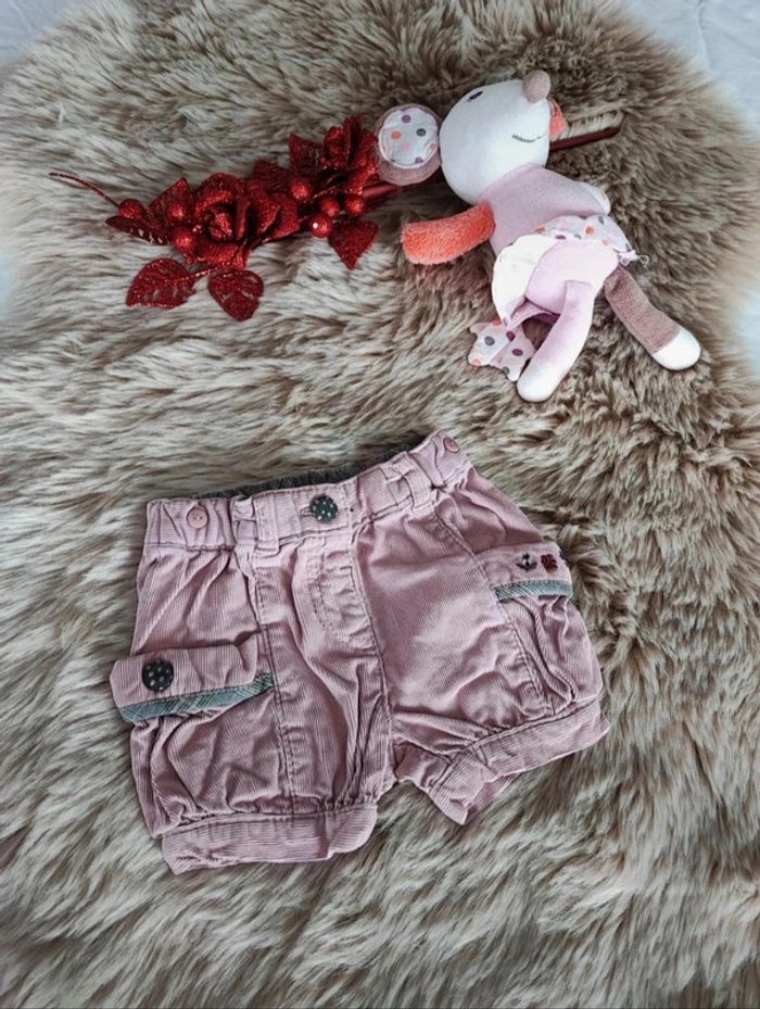 Short velours rose clair sergent major 1 mois