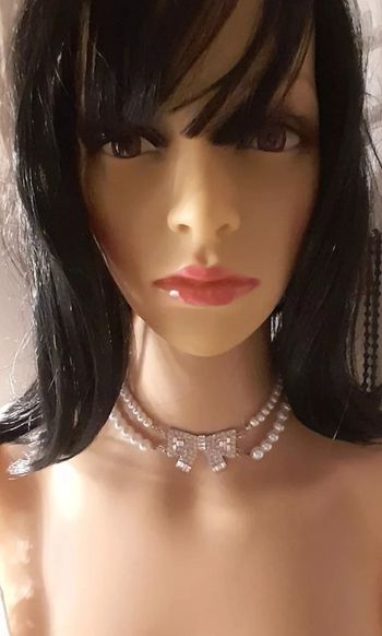 Collier de perles, 2 rangées avec noeud incrusté de strass