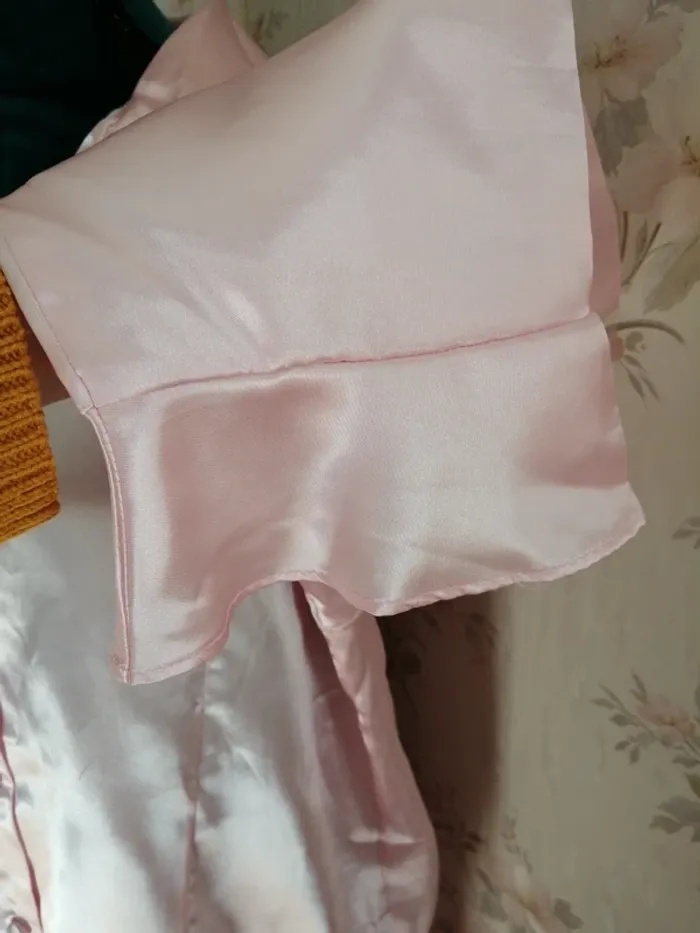 Ensemble de pyjama pantalon à motifs roses et chemise rose en satin / lbp magnet /(42-44) - photo numéro 4