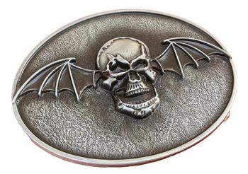 Boucle de ceinture Gothique  Tête de mort ailes de chauve-souris