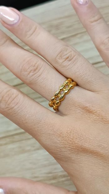 Jolie bague acier inoxydable doré