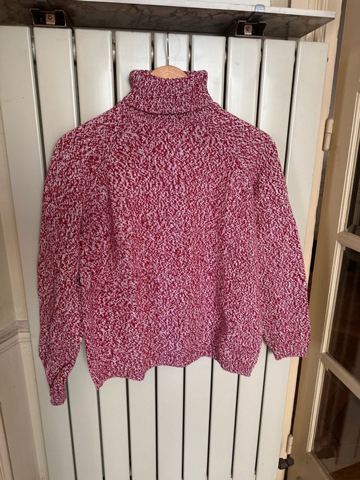 Pull col roulé Karen Scott S rouge et blanc