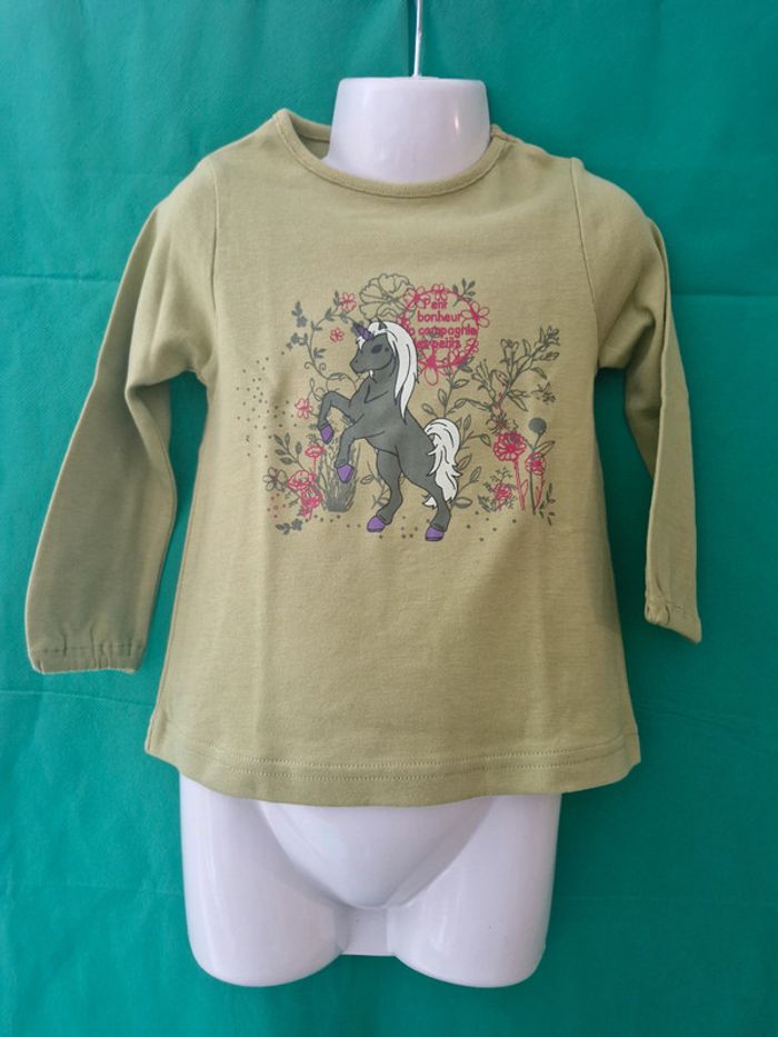 T-shirt vert manches longues 2 ans La Compagnie des Petits - photo numéro 2