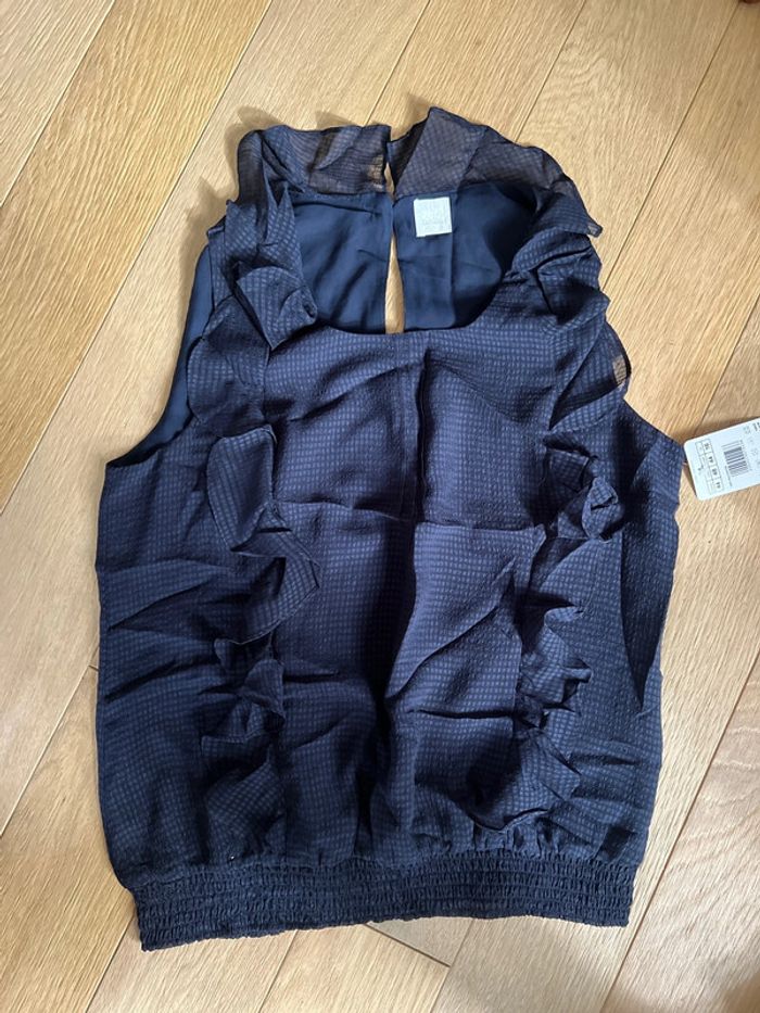 Vend blouse fluide manche courte neuve avec étiquette camaïeu 44 bleu marine - photo numéro 4