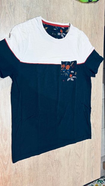 Teeshirt manches courtes bleu marine et blanc taille l