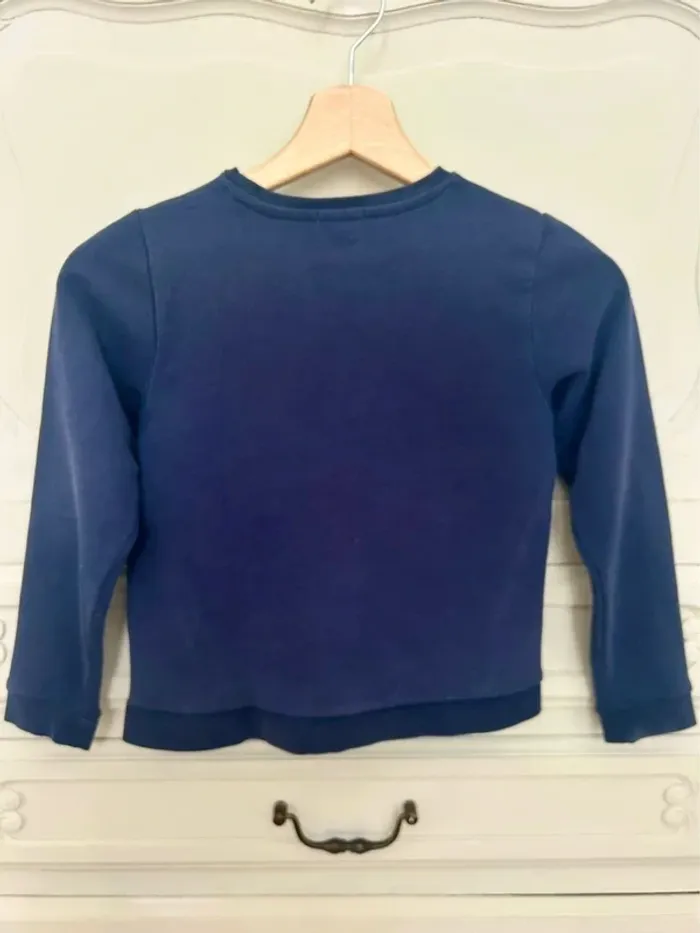 Pull sweat bleu foncé bande de copine Vertbaudet taille 8 ans - photo numéro 5