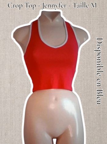 Crop Top - Rouge/Blanc - disponible en bleu/blanc - Taille M - Jennyfer