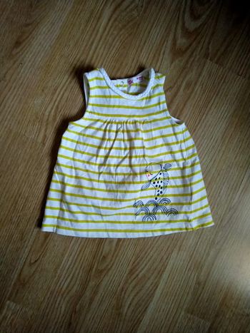 Débardeur blanc rayures jaunes. Poisson. Neuf. Dpam. Bébé 18 mois