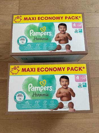 Lot de 2 paquets couches Pampers harmonie - Taille 4 (9/14 kg)