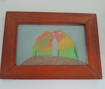 Tableau de sable oiseau 18,5x13,5 cm