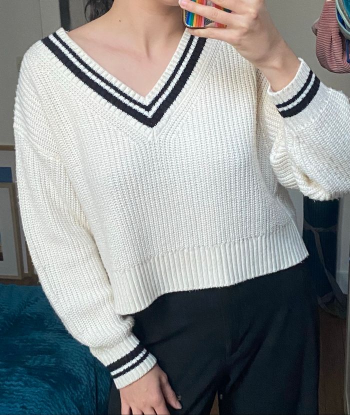 Pull col V style cricket vintage tS H&M - photo numéro 2