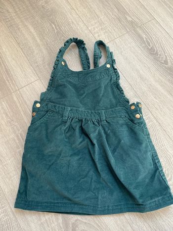 Robe tablier velours vert bébé fille 18 mois