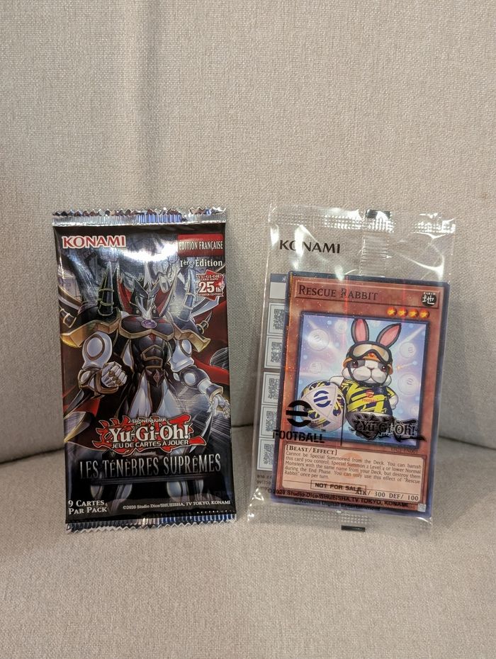 Lot Yu-Gi-Oh! Cartes Promo Neymar Jr et Rabbit Konami (efootball) + Booster