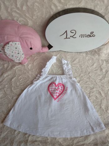 Débardeur tee shirt chemise sans manche bretelles Fille 12 mois Wonderland Cœur Orchestra 100% coton
