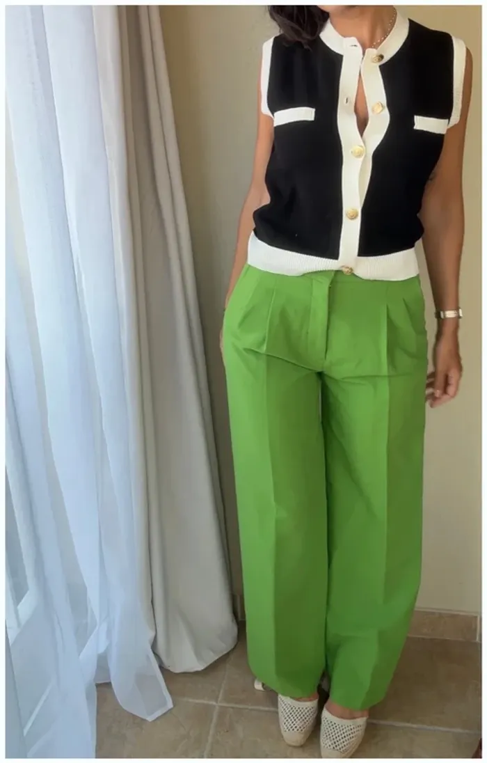 Pantalon vert Zara S très bon état - photo numéro 3