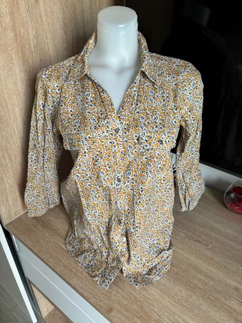 Chemise fleuri Armand Thierry jaune bleu taille S