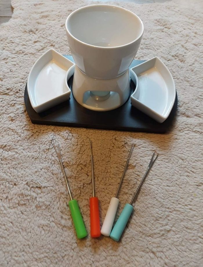 Appareil fondue à chocolat en céramique blanc neuf 🍫