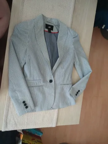 Blazer rayé bleu blanc 14 ans xs
