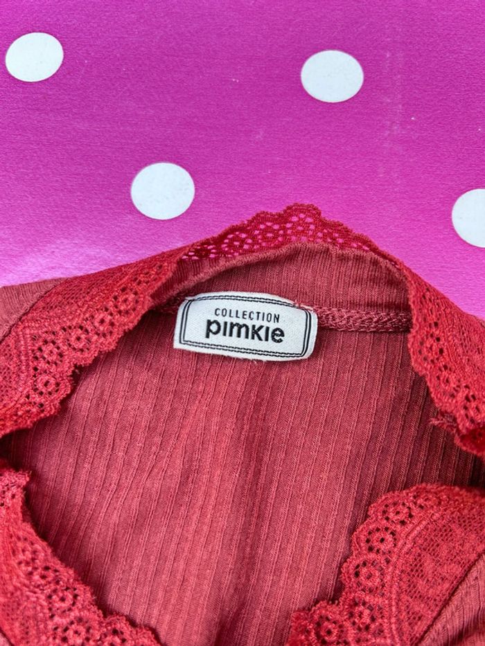 T-shirt côtelé avec broderie neuf - corail taille Xs pimkie - photo numéro 5