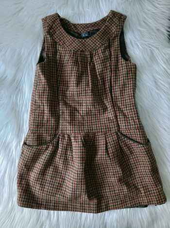 Robe pied de poule marron 5-6ans - 118cm N*0634