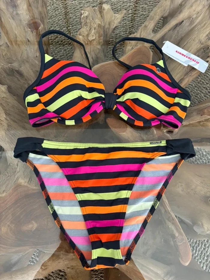 Maillot de bain 2 pièces Banana Moon rayures multicolore