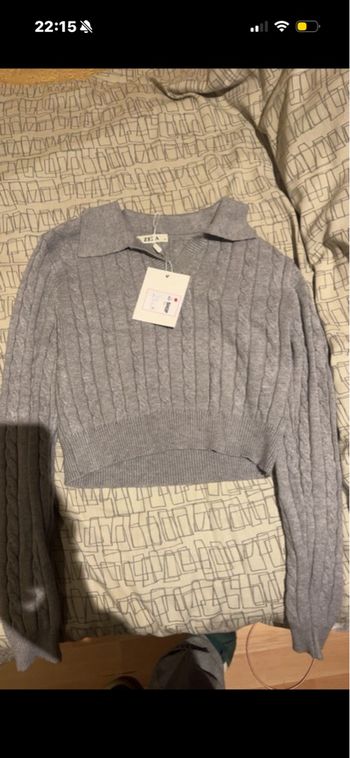 Pull gris avec col polo - le shop 