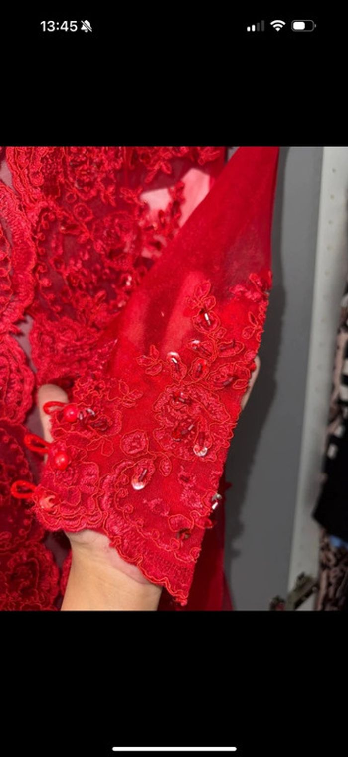 Magnifique caftan neuf taille xs rouge - photo numéro 3