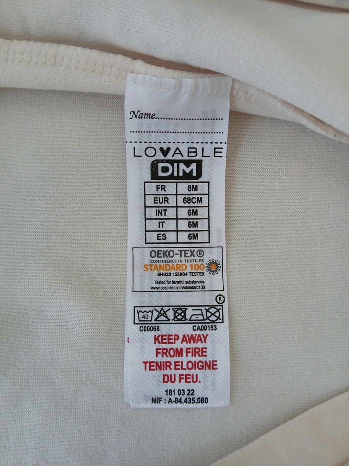 Pyjama DIM taille 6 mois NEUF - photo numéro 3