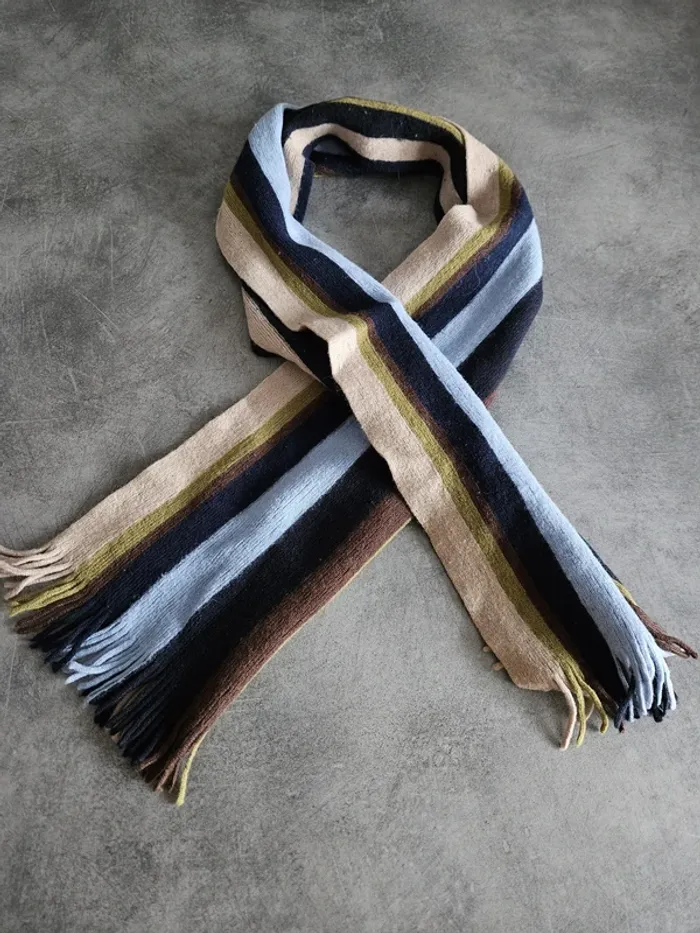 Echarpe à rayures en laine enfant - Taille unique - Mac-Ty - Beige marron - photo numéro 5