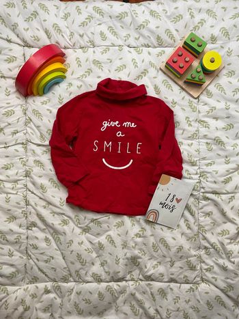 sous pull col roulé rouge inscription devant pat et ripaton 18 mois