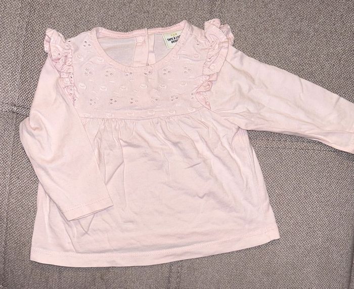 T-shirt ML rose avec broderie