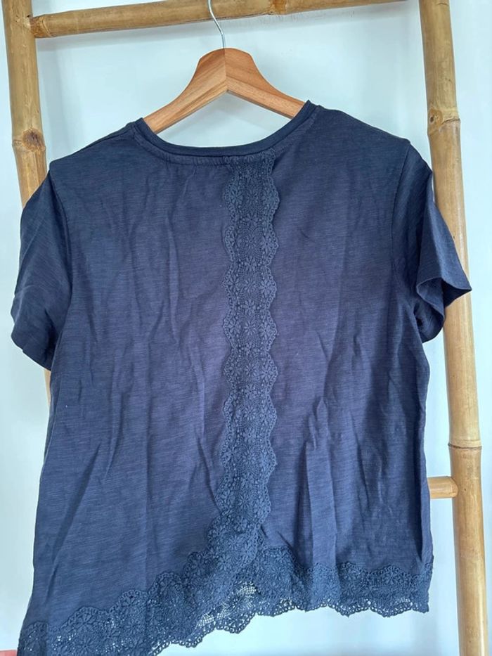 t-shirt bleu marine dentelle superdry taille L/40 - photo numéro 7