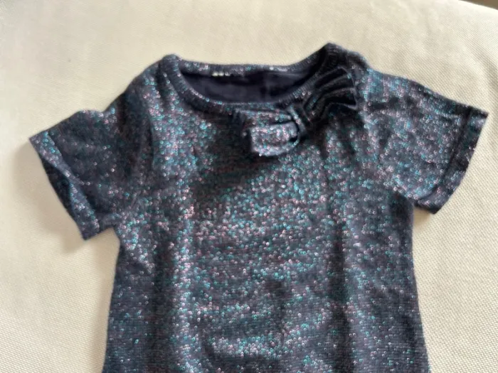 Robe manches courtes bleu marine irisée - photo numéro 3