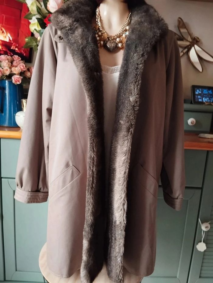 🌹Pardessus Beige & Fausse Fourrure Collection Vintage Valmeline T40/42🌹 - photo numéro 3