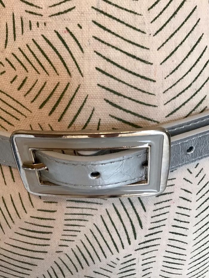 Ceinture grise argenté boucle rectangulaire taille 85 large 2 cm - photo numéro 3