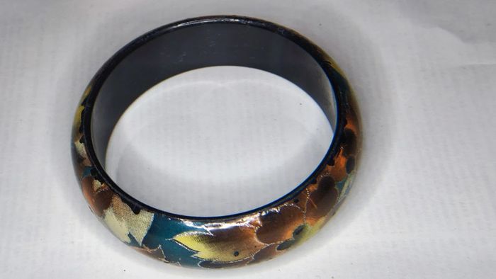 Bracelet en bois verni vintage - photo numéro 4