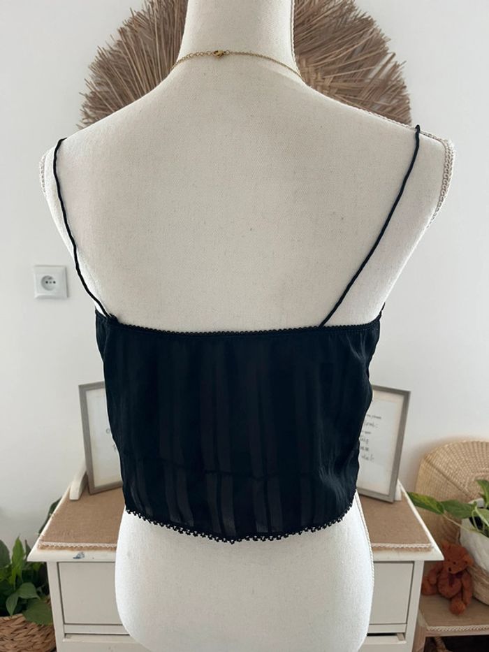 Caraco noir transparent motifs satinés taille unique jusqu’au 40 - photo numéro 4