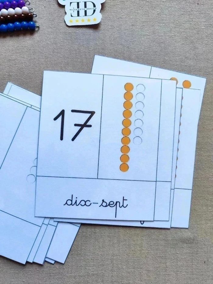 Kit de dénombrement avec perles Montessori de 1 à 20 - photo numéro 3