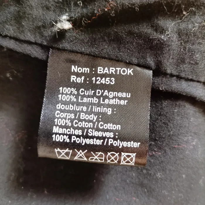 Blouson cuir noir matelassé col rond Sud Express modèle Bartok taille L A876 - photo numéro 13