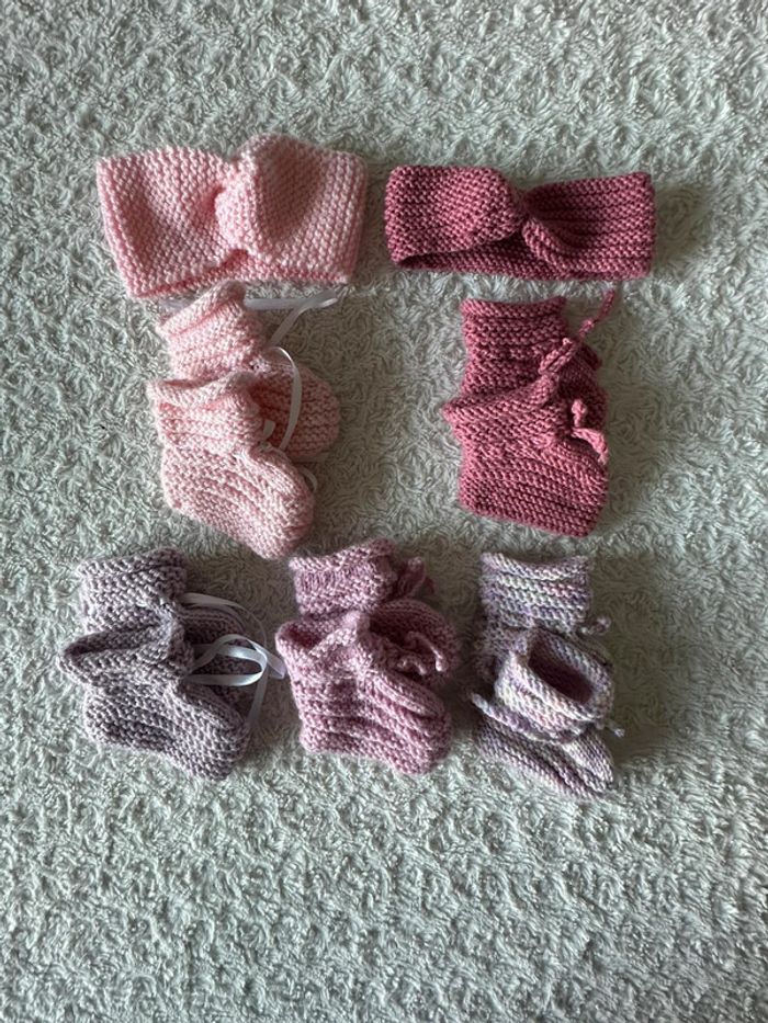 Lot de chaussons en tricot et bandeau - photo numéro 2