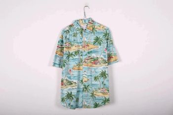 Chemise Hawaïenne vintage 90's en coton motif îles et palmiers (#250019)