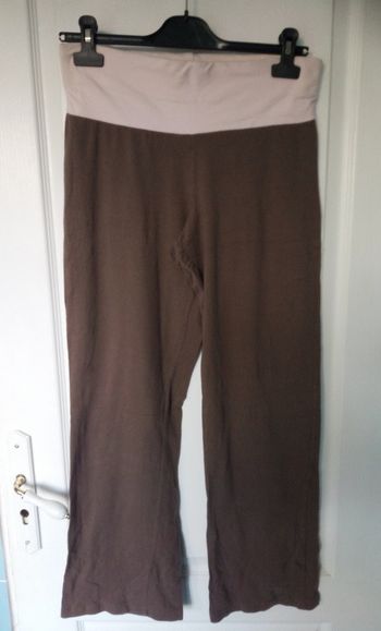 pantalon de pyjama marron-ceinture rose pale taille 38/40