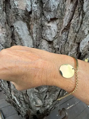 Bracelet mi jonc mi chaine épaisse réglable médaille xl en breloque