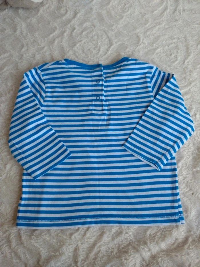Tee shirt chemise manches longues rayé Garçon 12 mois Kitchoun 100% coton - photo numéro 7